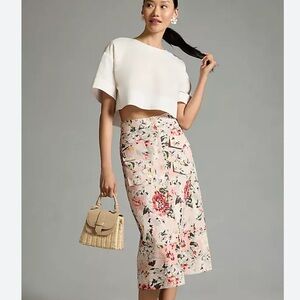 Mare Mare x Anthropologie Floral Utility Skirt Pink Button Front High-Waist XS
